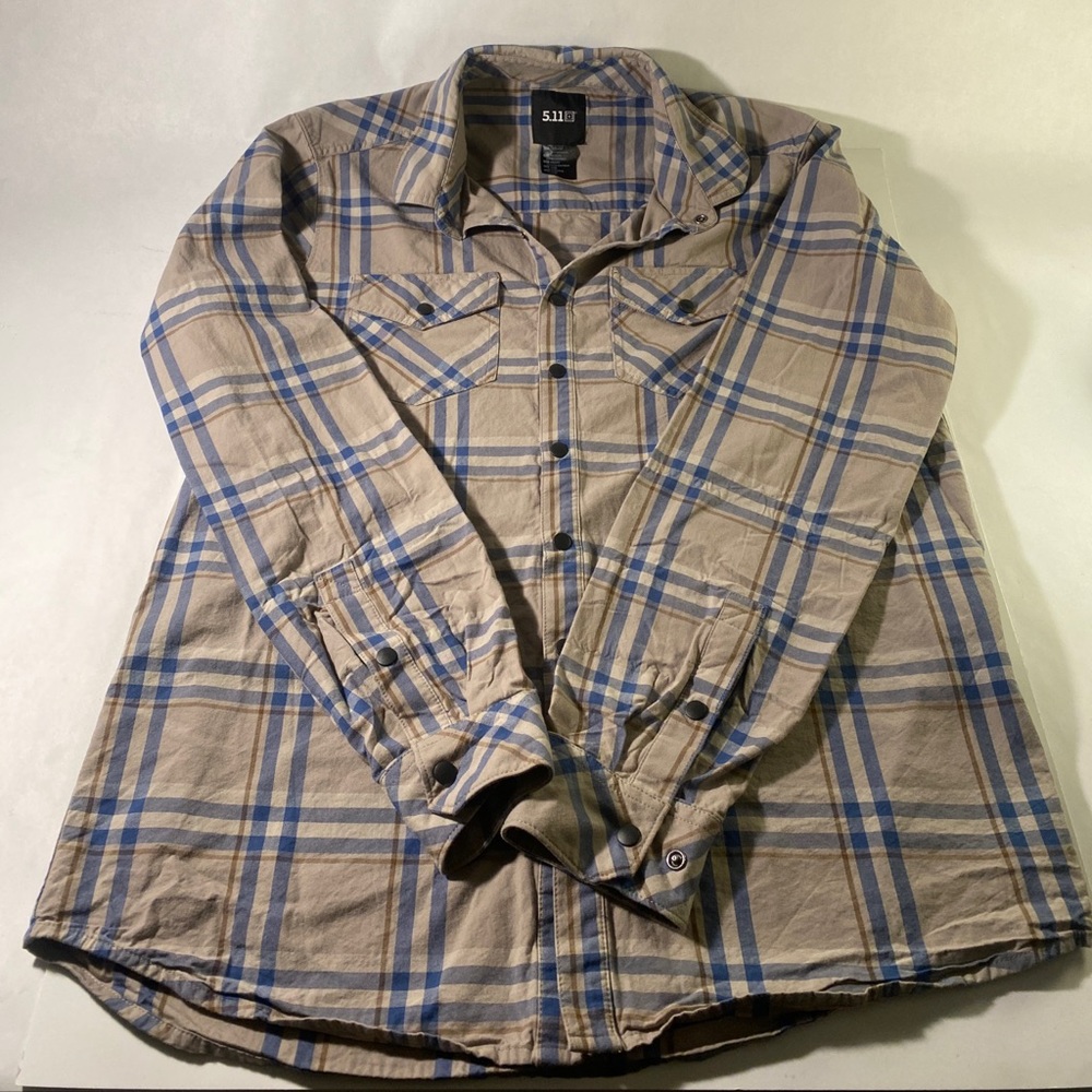 511 Tactical Grey And Blue Long Sleeve Shirt Size Medium 100% Cotton.